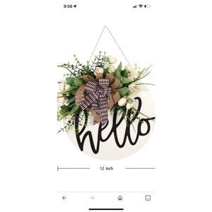 Welcome Sign Front Door Decoration Floral Wood